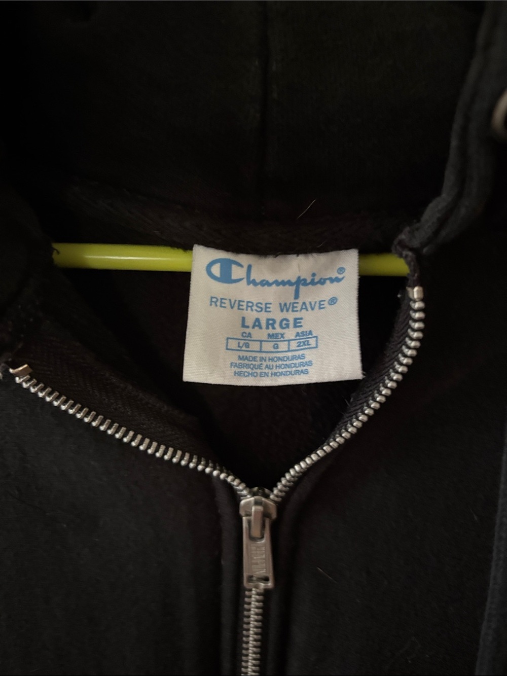 Champion reverse weave Black Full-Zip Hoodie with Small Embroidered Logo - Picture 2 of 3
